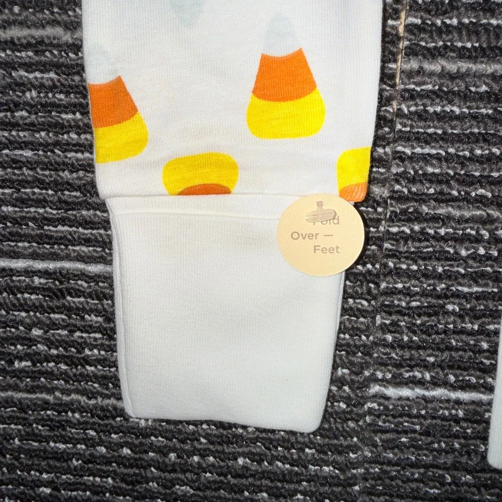 Monica + Andy Candy Corn Sleeper Bib Set Kids 9-12M New Organic Cotton Halloween